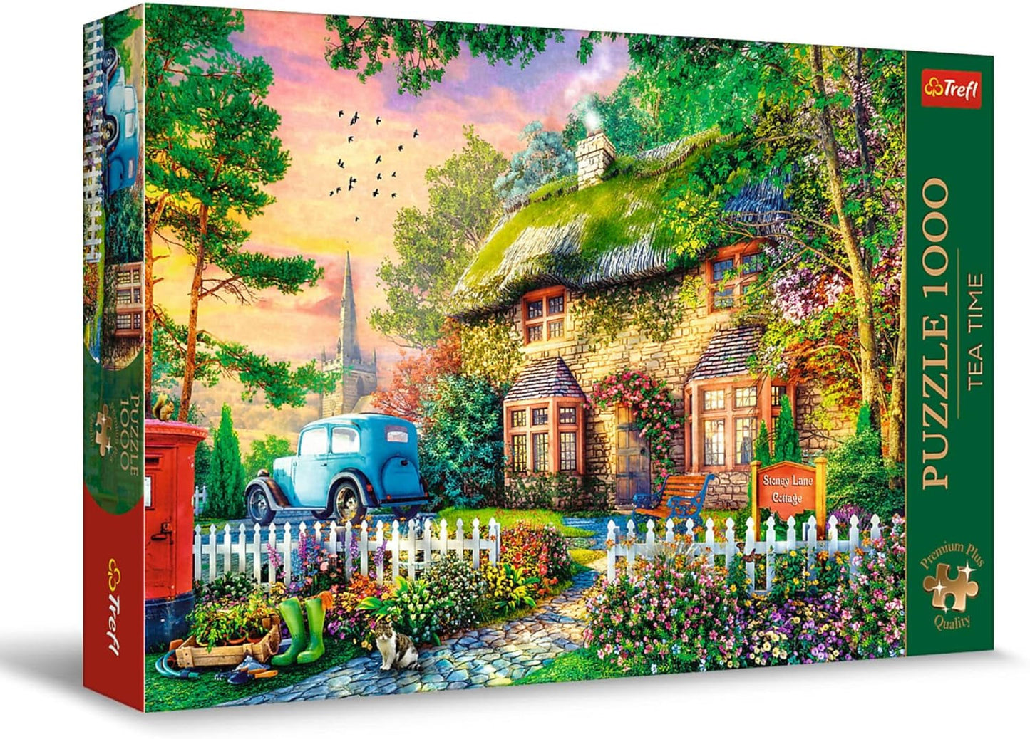 Trefl Premium plus Quality - Puzzle Tea Time: Houses Stoney Lane - 1000 brikker, Serie af nostalgiske malede billeder, Ideel matchning af brikker, For voksne og børn fra 12 år Puslespil Naty Shop Standardtitel