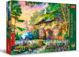 Trefl Premium plus Quality - Puzzle Tea Time: Houses Stoney Lane - 1000 brikker, Serie af nostalgiske malede billeder, Ideel matchning af brikker, For voksne og børn fra 12 år Puslespil Naty Shop Standardtitel