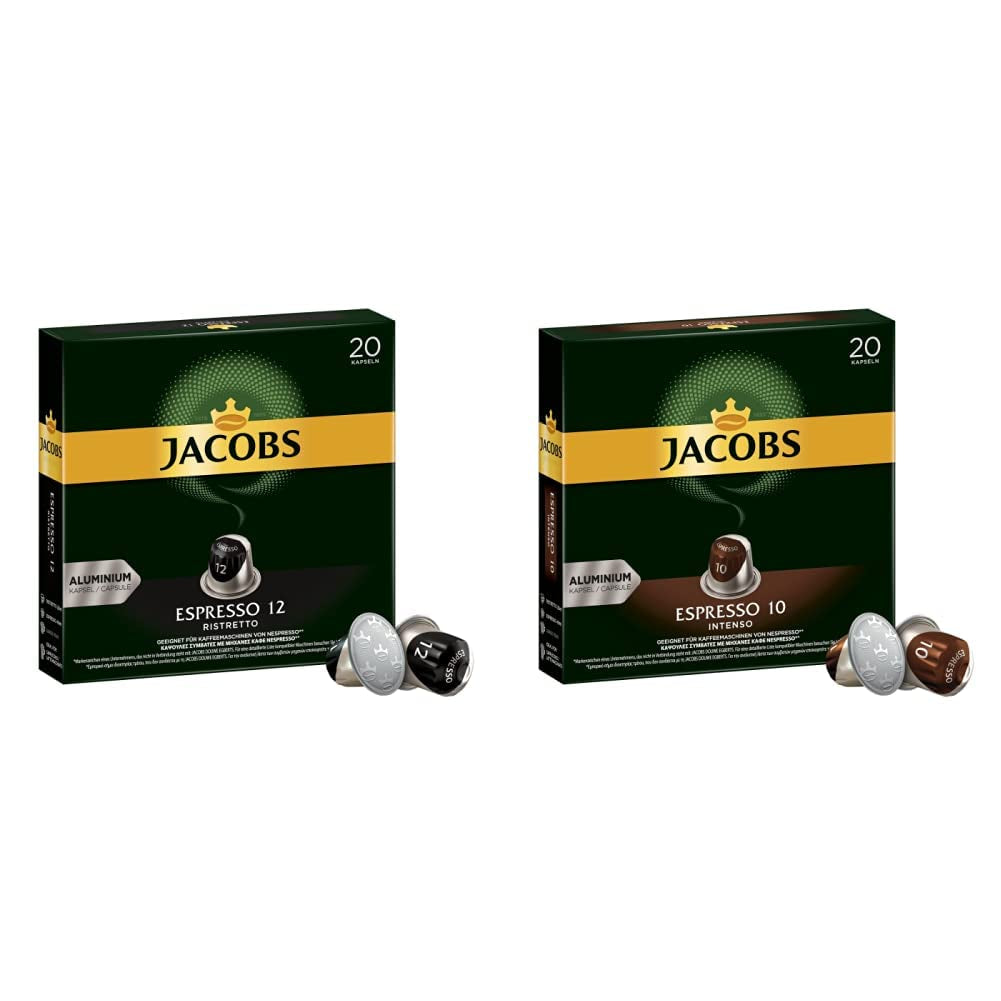 Kaffeekapsel Espresso Ristretto, Intensitet 12 af 12, 10 x 20 Getränke & Kaffeekapseln Espresso Intenso, Intensität 10 af 12, 200 Nespresso®* kompatibel Kapsel, 10 x 20 Getränke