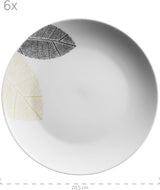 MÄSER 931215 Smukt dekoreret servicesæt til 6, kombineret service 30 dele, med rammeløse former, porcelæn, hvid