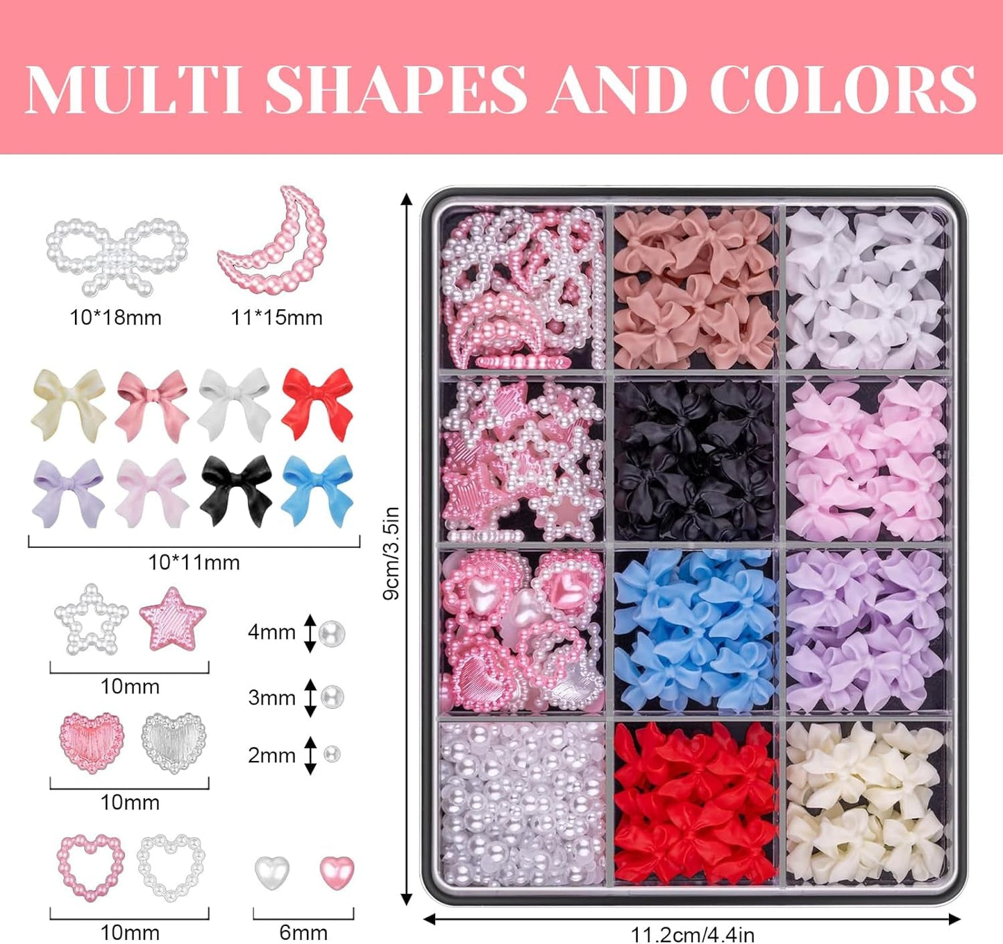 500 stk 3D Nägel Charm Schleifen Charms Nägel Nail Art Charms Schleife Nagel Charms Nägel Nail Art Schleifen Nageldekorationen Mit Aufnahmewerkzeug Für Frauen Und Mädchen Nagel-Diy-Zubehör