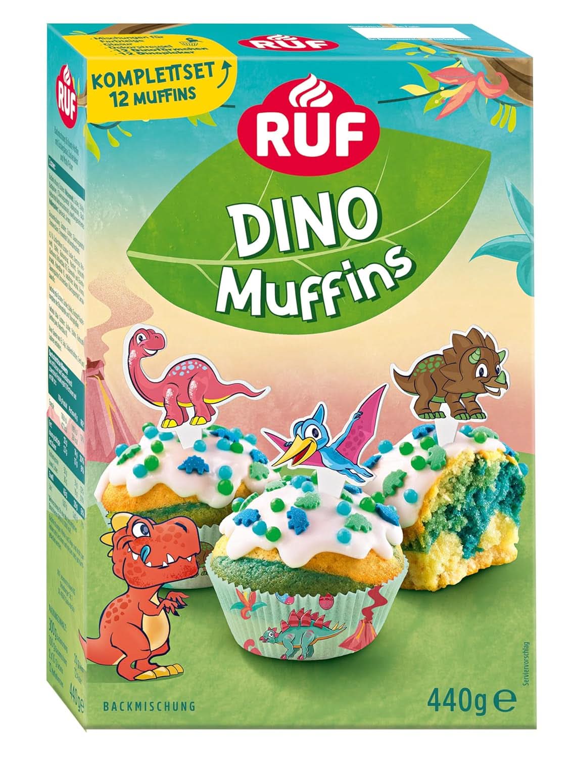 RUF Dinolino Cake, Tricolor arkkage med citronsmag, 850 gram Sprinkles Naty Shop Dinomuffins