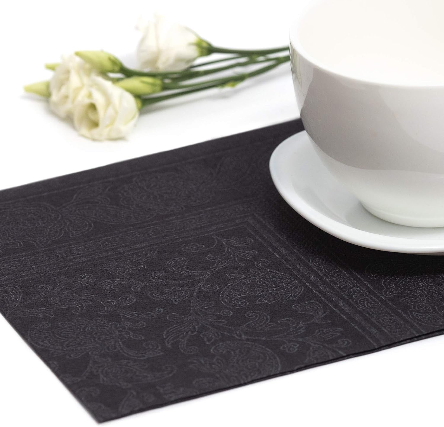 50 servietter ROYAL Collection 1/4 gange 40 X 40 sorte "Ornamenter"