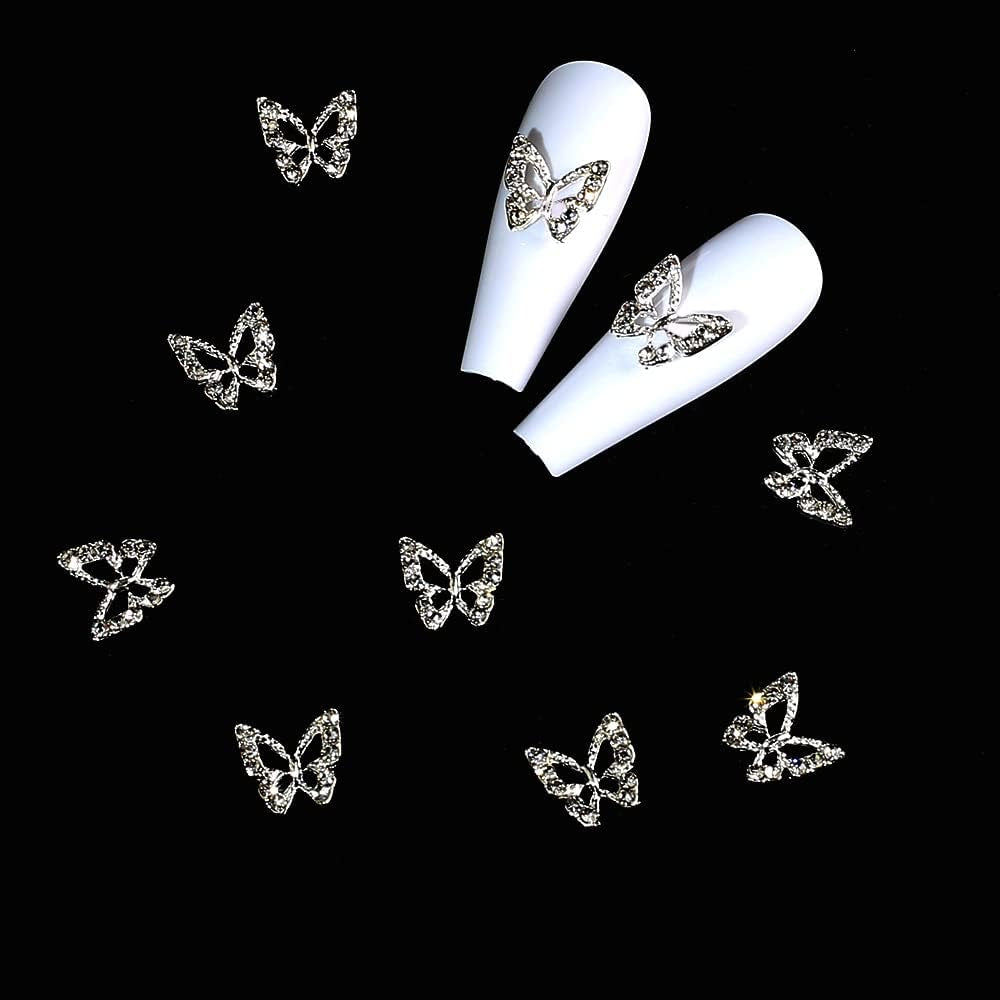 10 stykker legeret sommerfugl negle charms metal negle kunst vedhæng sten til diamanter negle ædelstene Negle smykker kunst dekorationer Negle kunst smykker fremstilling