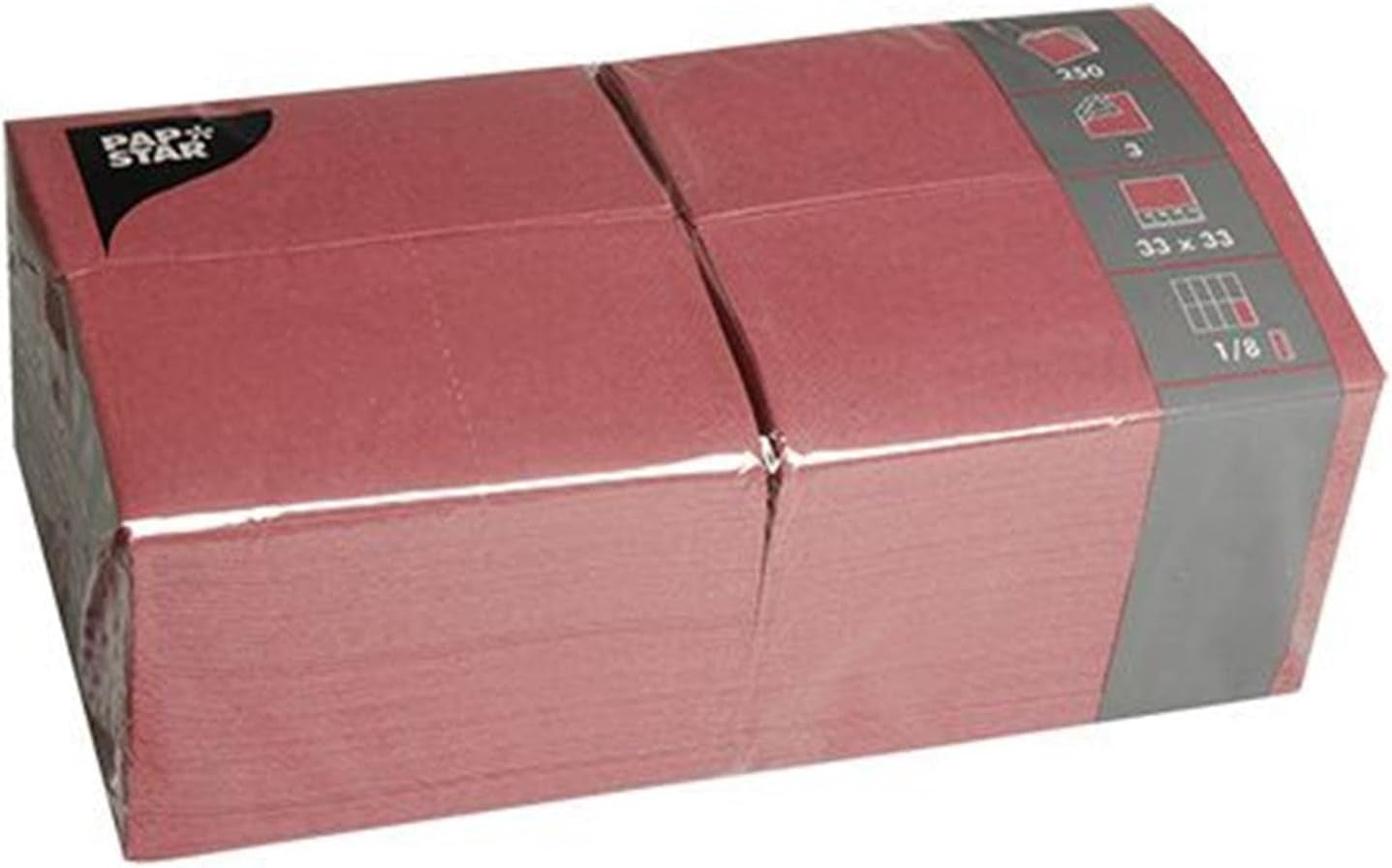 Papstar 84577 250 væv, 3-lags 1/8-fold 33 Cm X 33 Cm, Bordeaux