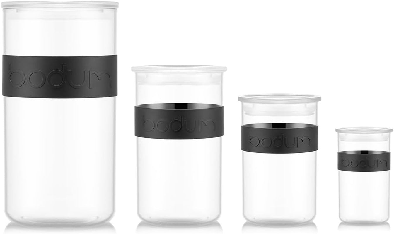 BODUM PRESSO opbevaringsglas, plastik, sorte, 4 x 0,25 l, 3 x 0,6 l, 3 x 1 l, 2 x 2 l Fødevarekasser Naty Shop