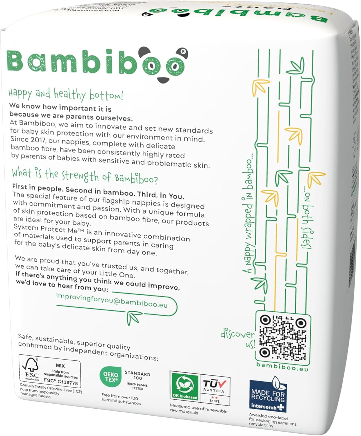 Bambiboo engangsbleer, hudvenlige, fine bambusfiber - Babyble-trusser - Engangsblebetræk - Følsom hudbeskyttelse - Meget absorberende - Størrelse 4 (Maxi), 16 stk.
