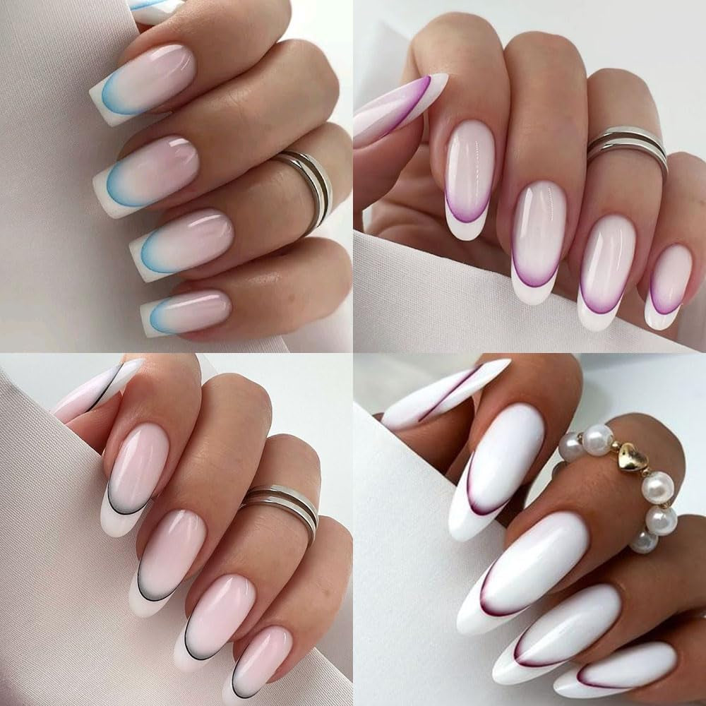 9 farver franske negle klistermærker franske negle klistermærker selvklæbende negle folie franske negle gradient klistermærker franske negle klistermærker nail art negle design klistermærker negle tilbehør