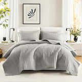 Comfort Spaces Kienna Quilt Sæt Luksus Dobbelt Sting Sommertæppe Letvægts Blødt Helårs Sengetøj Matchende pudebetræk Hvidt tæppe til King Size senge (264,2 X 228,6 Cm) Naty Shop Dyner & dyner Grå King/Cal King(104"X90")