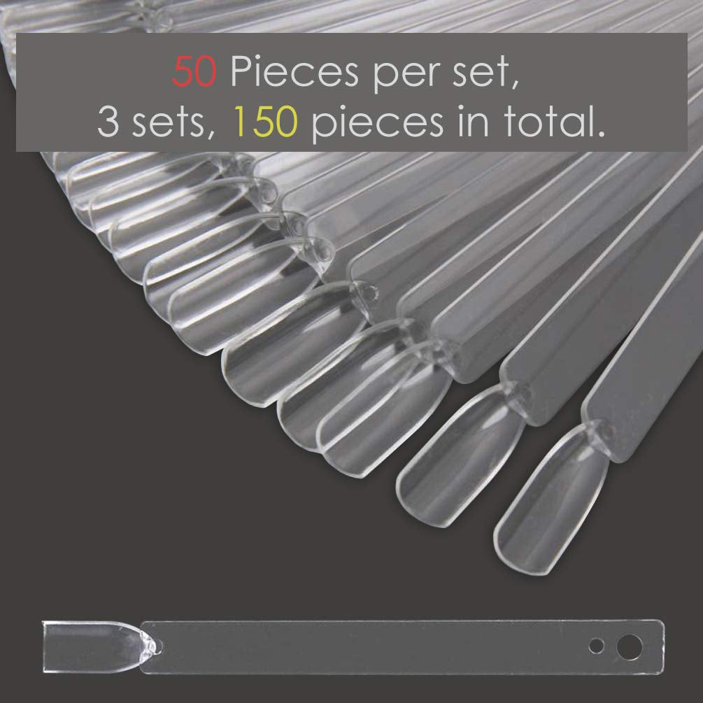 150 Stück Nail Art Tips Ring Stick, Transparent Farbe Karte Platten Nagelleck Display Ring Sticks, Nagel Salon Übungen Display Nail Tips