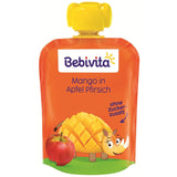 Mango æble fersken klembare poser - 16 pakke (4 pakke, 4 x 90 g hver), uden tilsat sukker, glutenfri, ideel til snacks og på farten