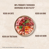 Shelma Våd kattefoder Megapack med oksekød, kalkun, kylling og and - Komplet kornfrit foder med højt kødindhold - 40 x 85 g (3,4 kg)