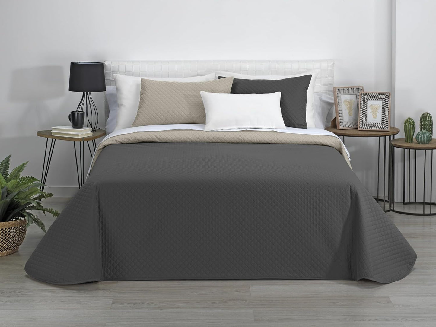 AVA | Boutique Vendbar Quilt | Til alle årstider | Farve - Grå/Antracit | Til 120/135 cm seng. seng. (230 X 270 Cm. Ancho X Alto) | Quiltet quilt Quilts og quilts Naty Shop Standard titel