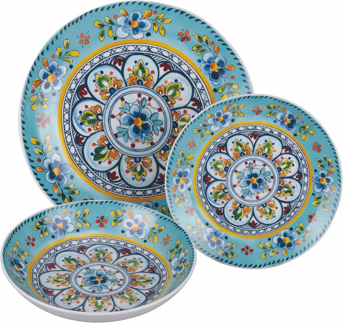 Porcelænsservice med 18 stykker, 6 forskellige sæt tallerkener, Andalusia