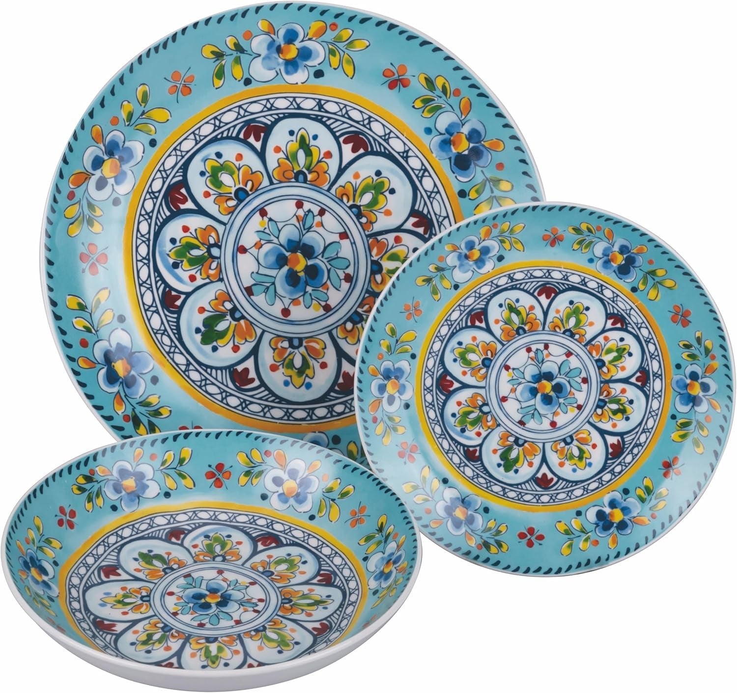 Porcelænsservice med 18 stykker, 6 forskellige sæt tallerkener, Andalusia