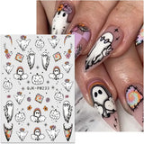 JMEOWIO Nagelsticker Halloween 9 Blatt Nail Art Sticker Selbstklebend Nagelaufkleber Süßes Gespens Kürbis Dekoration Nageldesign Zubehör