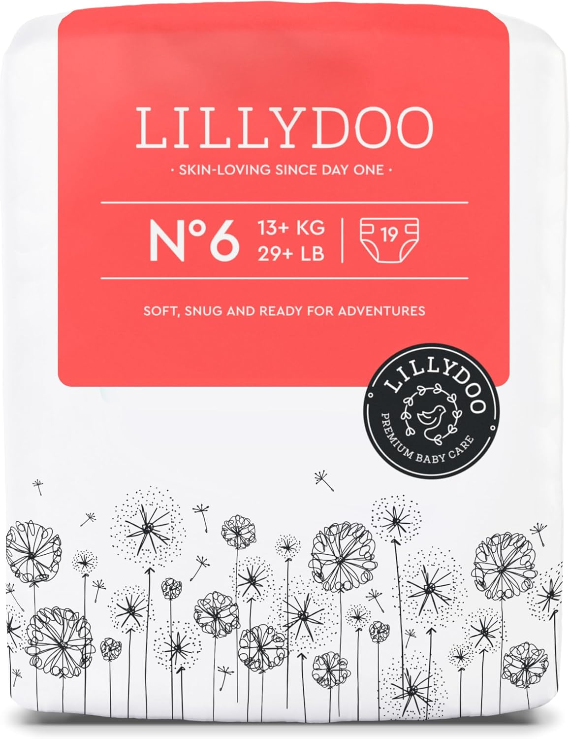 LILLYDOO Babybleer Hudvenlig - Størrelse 3 (6-10 kg), 29 stykker, pålidelig lækagebeskyttelse, blød, parfumefri og lotionfri til følsom hud, dermatologisk testet