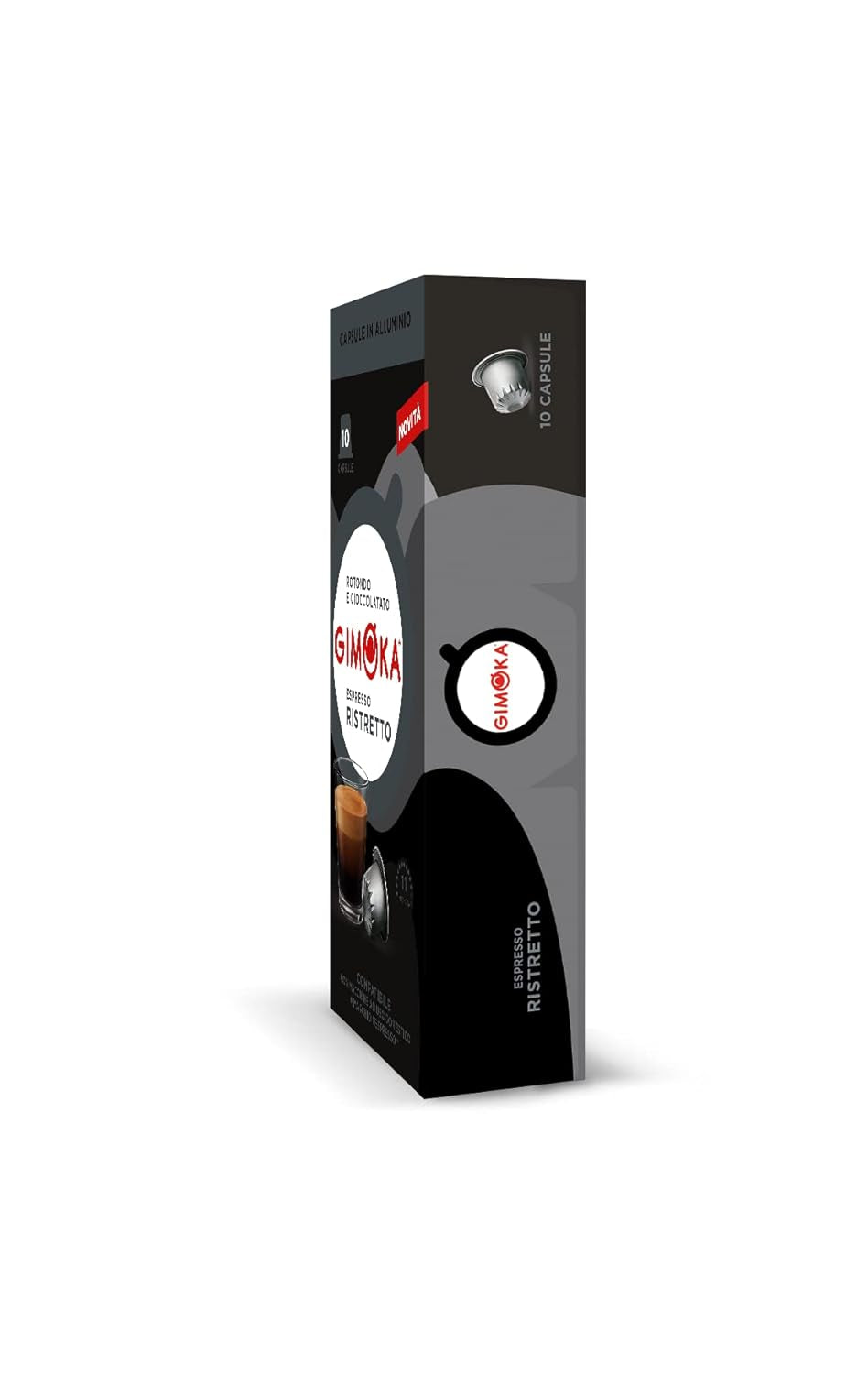 Gimoka Kaffeekapseln Espresso Ristretto, Intensität 11/13-100 Kapsel aus Aluminium - Kompatibel med Nespresso* Haushalts-Espressomaschinen - 100 Stück (10 x 10 Getränke) - Hergestellt i Italien