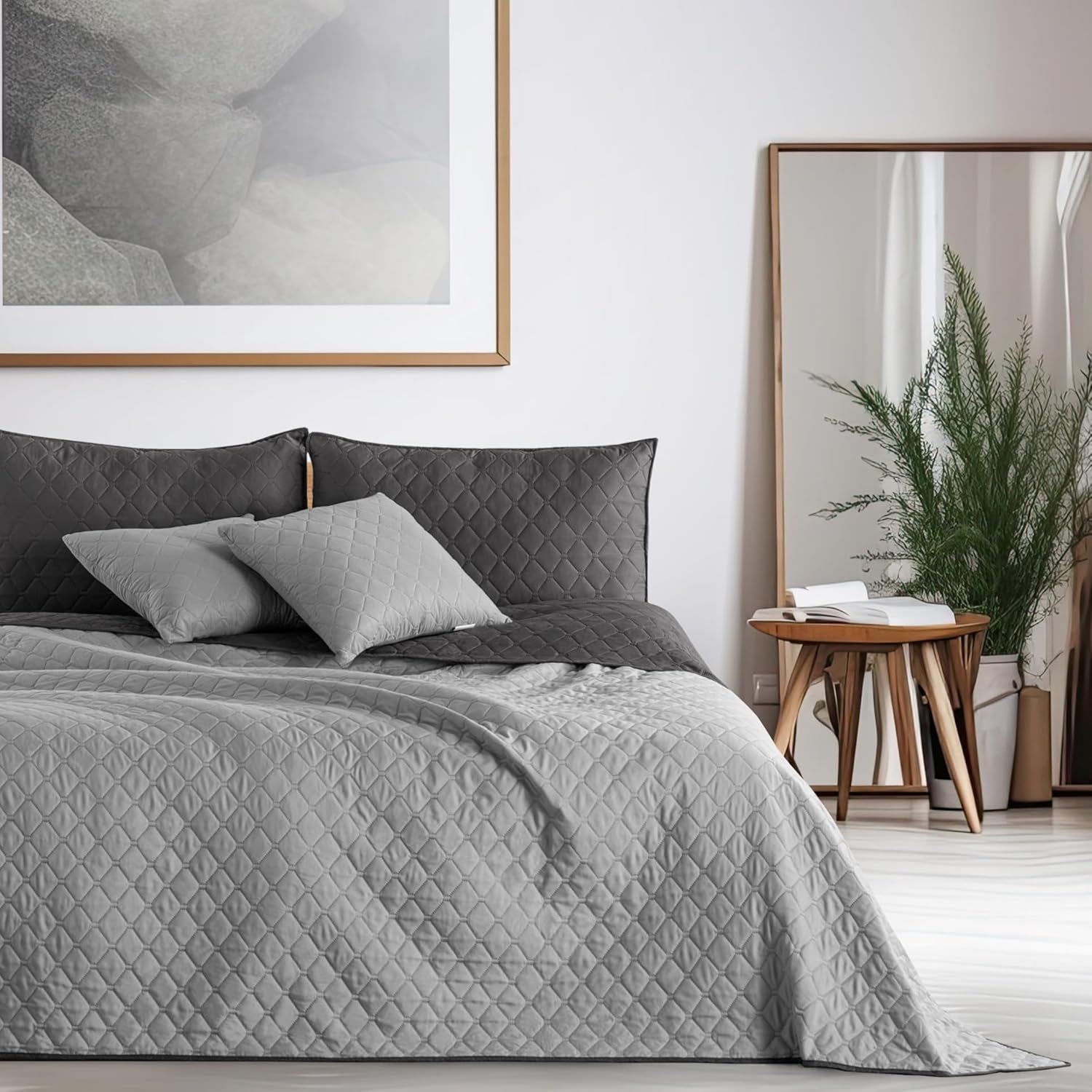 Decoking Sengetæppe 200 X 220 Cm Grafit Antracit Sølvgrå Tosidet sengetæppe let at vedligeholde Axel Senge og tæpper Besuche den DecoKing-Store