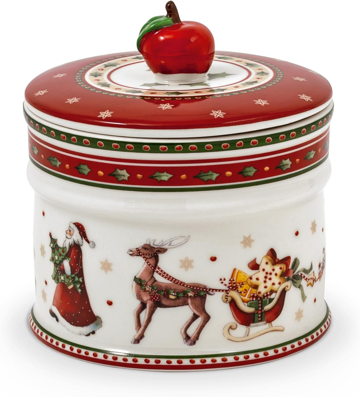Villeroy & Boch - Winter Bakery Delight Lille opbevaringsæske, keramisk julekageæske, juleæske, småkageæske, småkageæske, keramikæske med låg, slikopbevaring, Premium-porcelæns-madopbevaringsbokse Naty Shop S