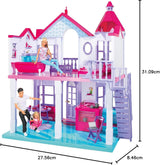 Simba 104661996 - Steffi Love Dreamhouse, Stort Legehus, 4 Værelser, INGEN DUKKERE, 84 cm høj, To Etager, Funktionel Klokke, Sammenklappelige Naty Shop Dukkehuse