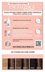 L'Oréal Paris Permanent hårfarve til enhver hudfarve, farvning uden ammoniak, universelle nude toner med fuld dækning af gråt hår, Excellence Creme, no. 5U Lys kastanje (brun), 1 stk Hårfarve Naty Shop