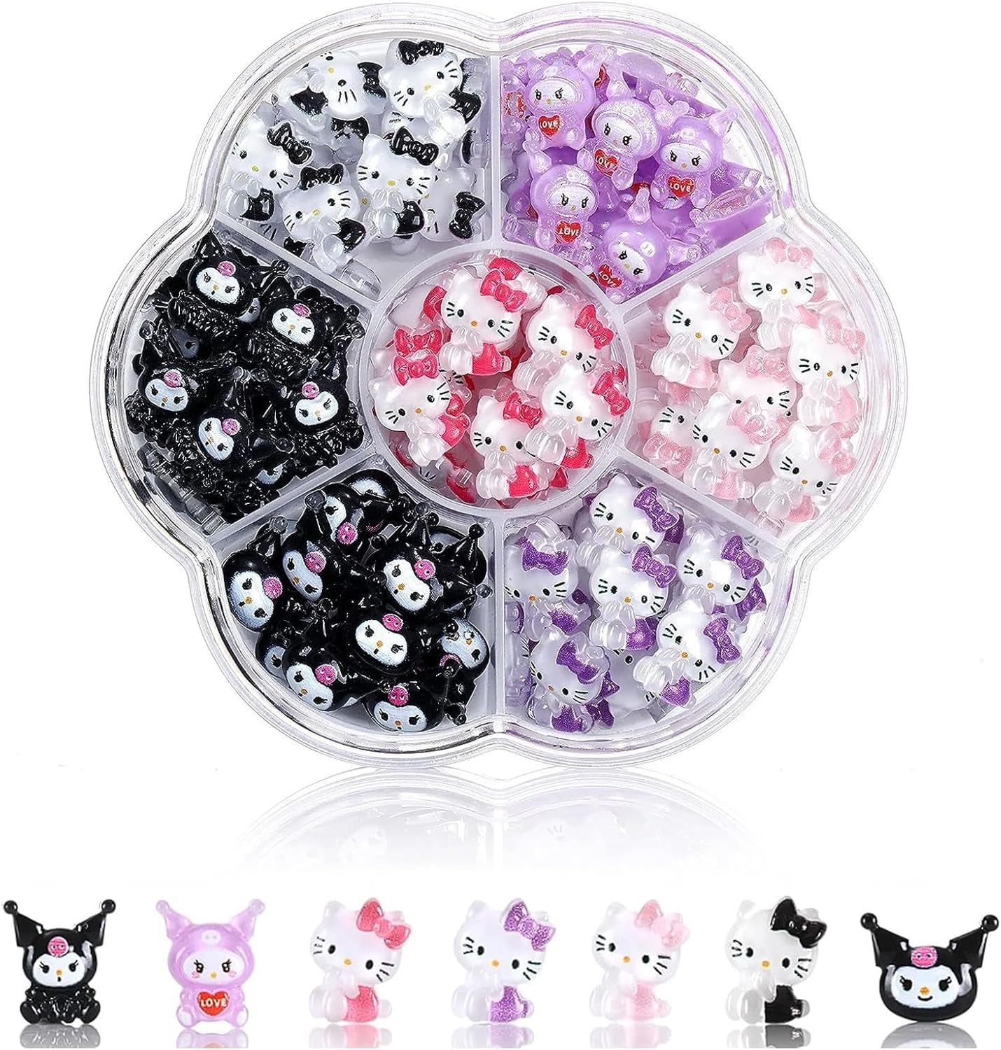 3D-katte-negleklistermærker, negleglimmer, pailletter, harpiks-negleklistermærker, neglesten, diamanter til neglekunst, inklusive rhinestone-neglevoksstift (farverig kat)