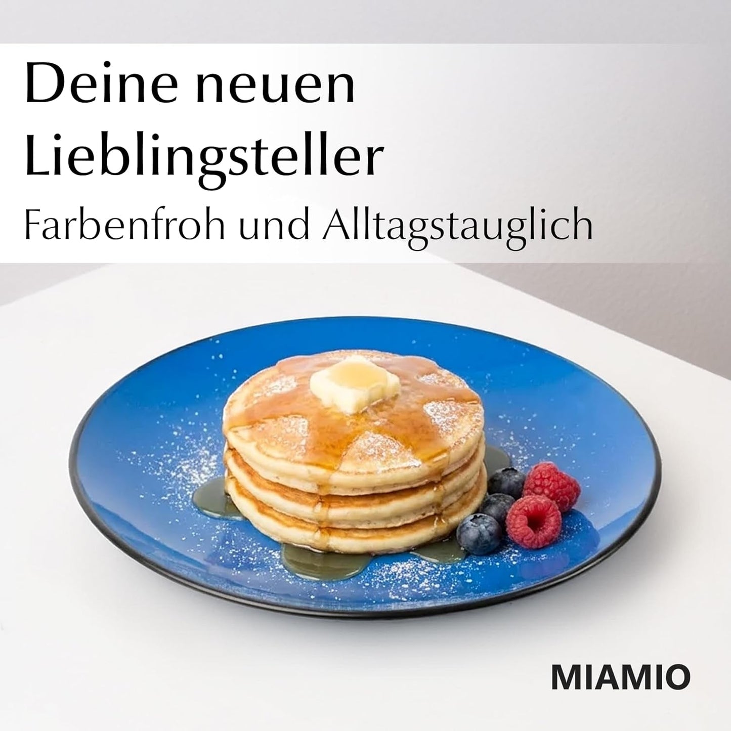 MIAMIO - Sæt med 6 keramiske stentøjstallerkener/middagstallerkener - Le Papillon Collection (farverige, små tallerkener (6x))