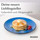 MIAMIO - Sæt med 6 keramiske stentøjstallerkener/middagstallerkener - Le Papillon Collection (farverige, små tallerkener (6x))