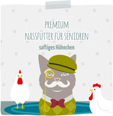 MjAMjAM - Premium vådfoder til katte - Senior - saftig kylling, pakke med 6 (6 x 400 g), kornfri