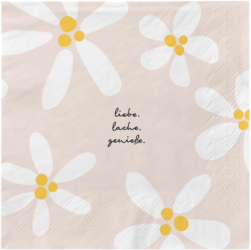 Grafik Werkstatt Serviettes Mit Spruch Groß | 20 stk | 16,5 X 16,5 cm | Farvet | Kærlighed. Grine. Nyde.