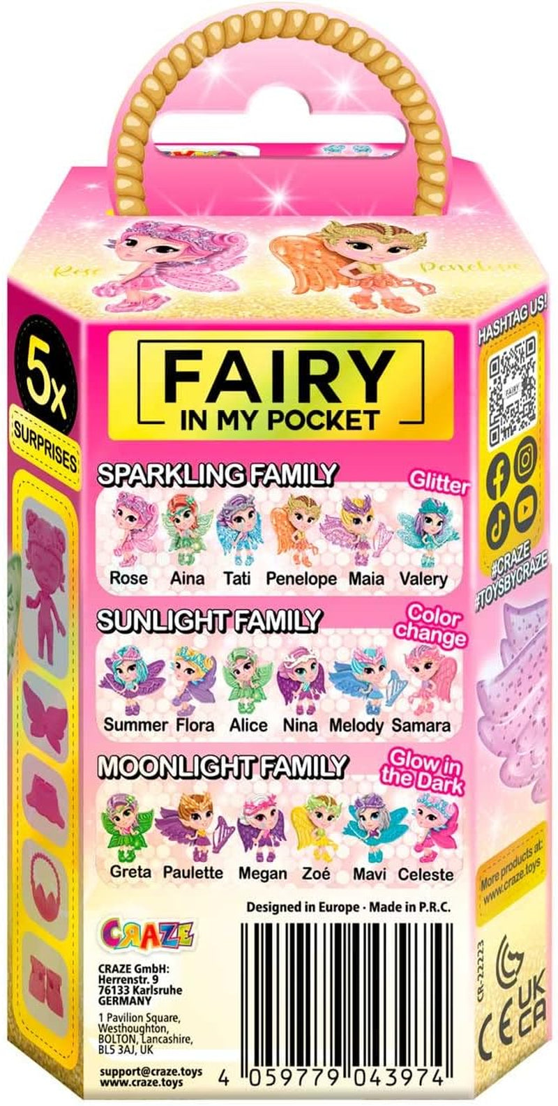CRAZE Fairy in My Pocket | Fe dukke med vinger, samlerobjekt eventyr med specielle effekter såsom glitter, glød i mørket og farveskift Dolls Naty Shop