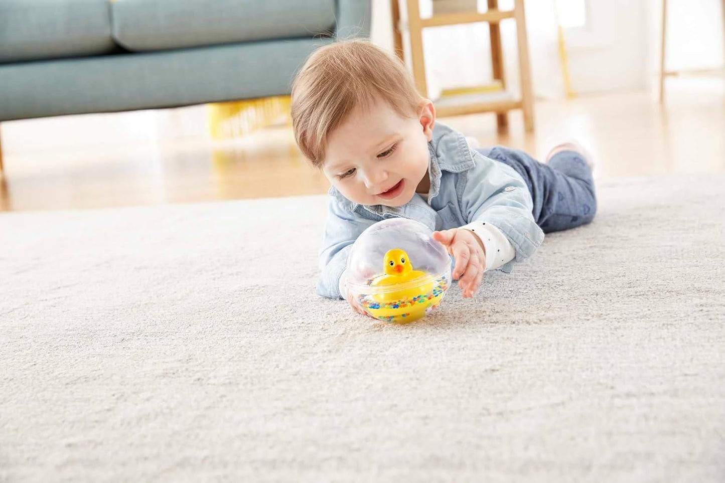 Fisher-Price WaterMates Ducky Ball, Funny Duck in Confetti Ball, Babylegetøj, Legebold, Badelegetøj, Fra 3 måneder, 75676 Babylegetøj Naty Shop