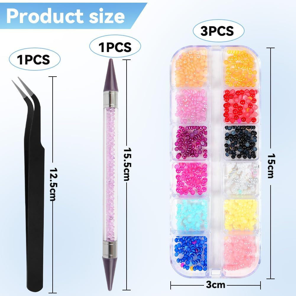 Harz Strasssteine ​​4200 Stk Strass Kristalle 1Mm-5Mm Gemischte Kinder Bastelsachen Kit Mit Strass Mit Picking Pinzette Und Stift Für DIY Nägel Kleidung Kunsthåndværk Gemischt Becher Party (A)