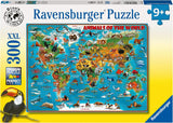 Ravensburger Puslespil for børn - 13257 Dyr rundt om i verden - Verdenskortpuslespil for børn fra 9 år, med 300 brikker i Xxl-format Puslespil Naty Shop Standardtitel