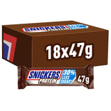 Snickers proteinbarer med chokolade - rig smag med hasselnøddekaramel og nougat, bulkpakke 18x47g