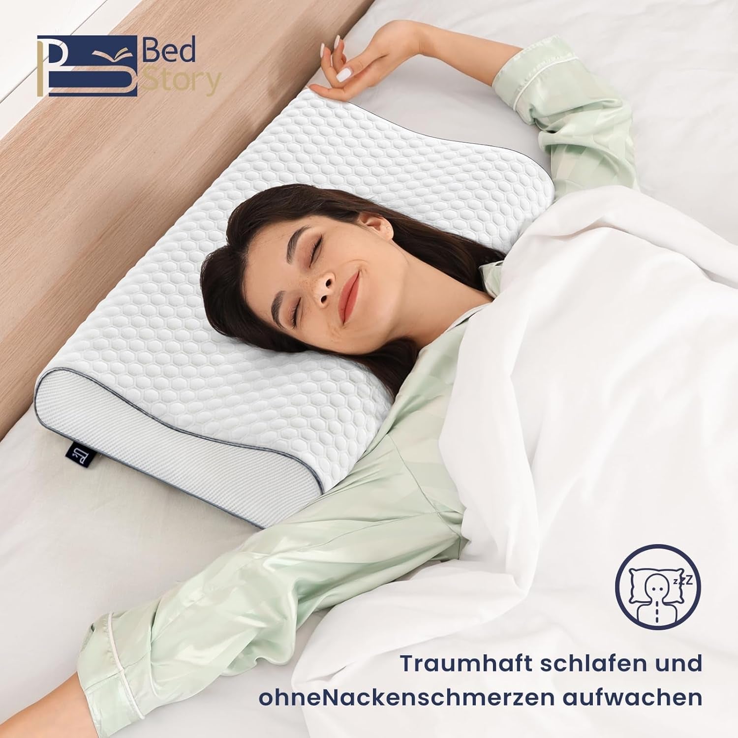 BedStory Memory Foam-pude, højdejusterbar nakkestøttepude, ergonomisk pude, sidesovepude til ryg- og mavesove (60x36x12/10cm)