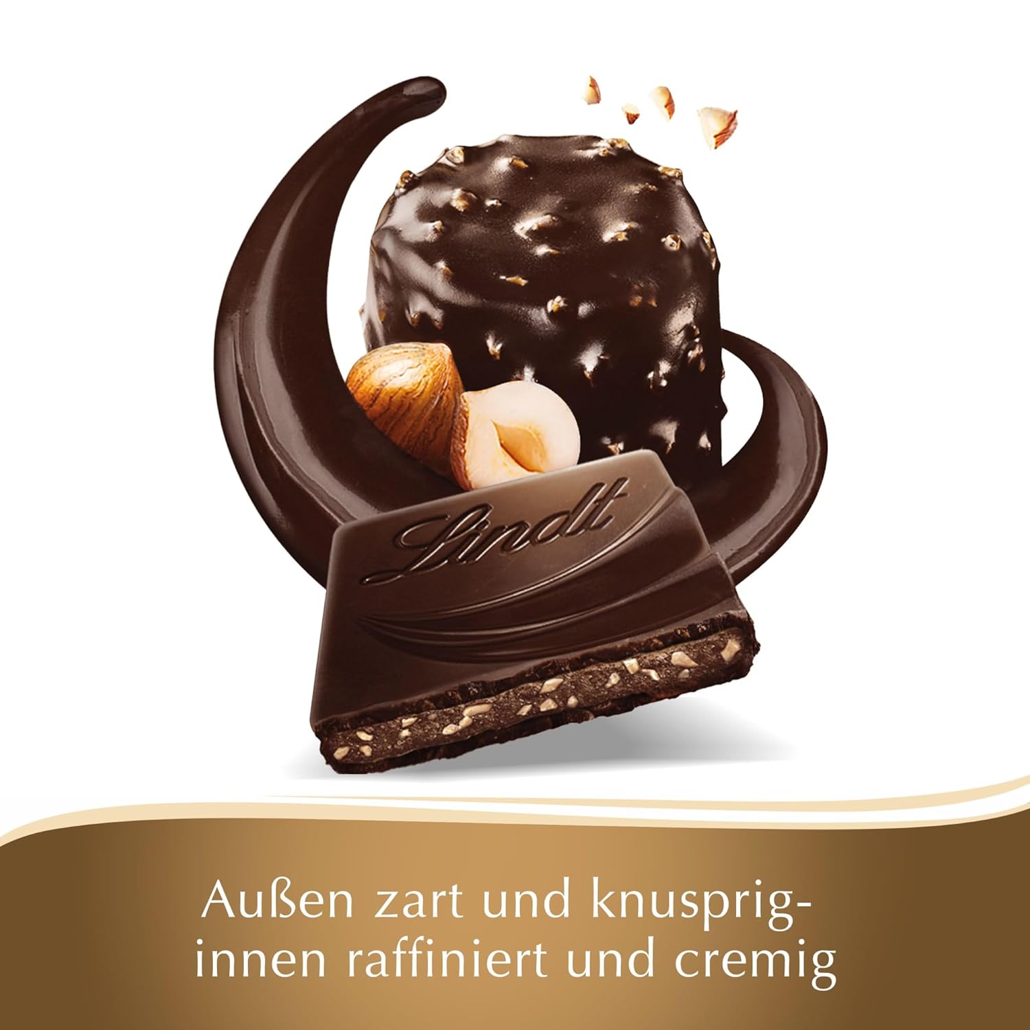 Lindt Creation Hazelnut De Luxe Bar - Mørk chokolade med sprøde hasselnødder i cremet fyld