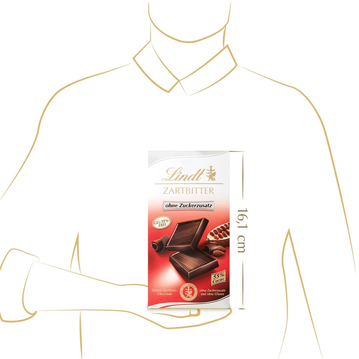 Mørk chokolade uden tilsat sukker | Tablet 100g | Den fineste med 55% kakao, glutenfri | Chokoladebar | Chokoladegavesæt (pakke med 4)