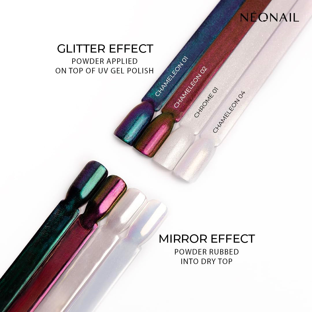 NÉONAIL Liquid Nail Powder Chameleon 04 - Flüssiger Nagelpuder - Chrome Nail Powder - Glitzer Nägel Puder - Nail Art - Nageldesign Tilbehør - Glitter Powder - Chrom Nagelpuder - Grün, Gelb - 6,5 Ml