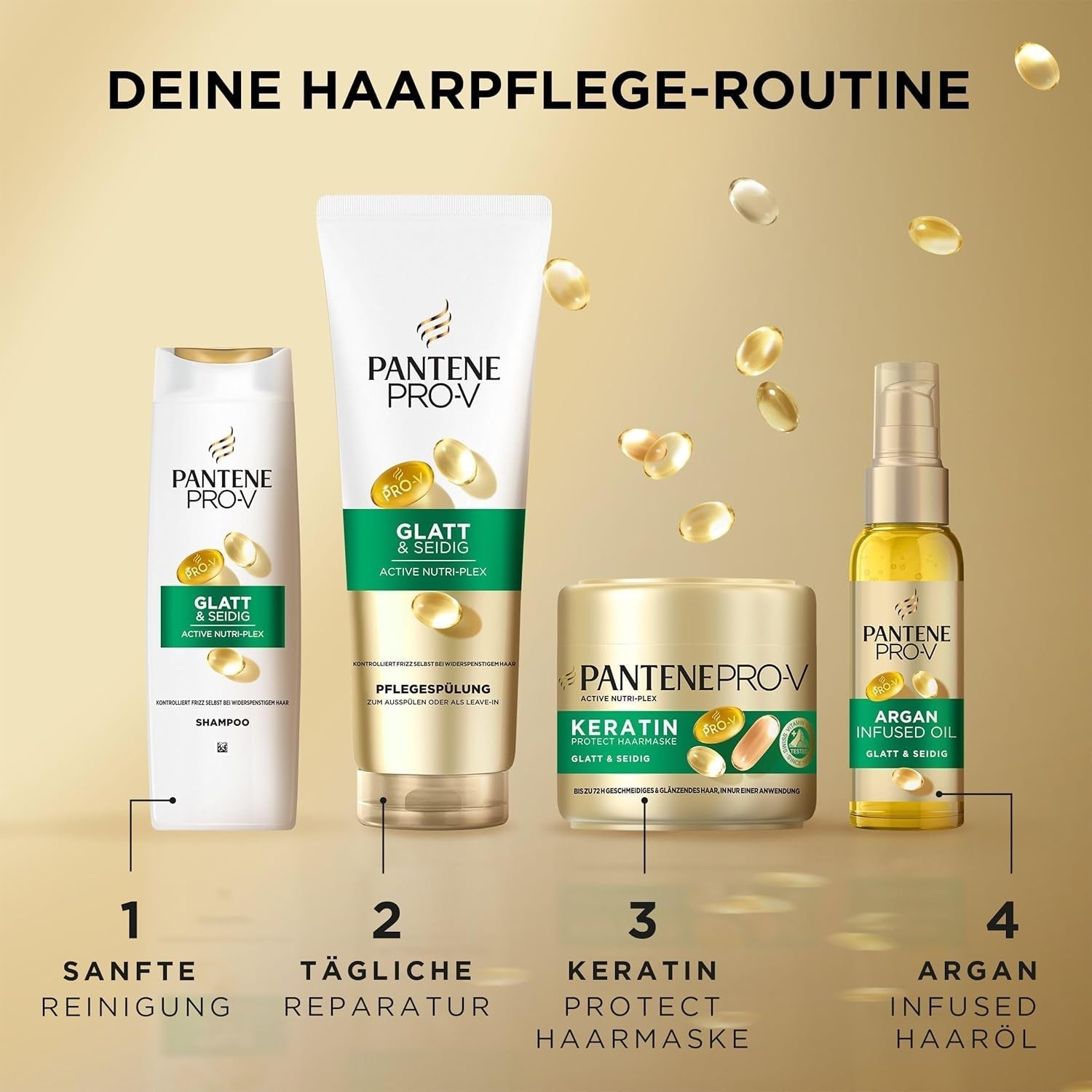 Pantene Pro-V Smooth & Silky Keratin Protect Hair Mask 500ml til krøllet og tørt hår, Op til 72 timers glat og skinnende hår i en enkelt påføring, Med Pro-V formel og Active Nutri-Plex hårmaske Naty Shop
