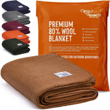 Woolly Mammoth Woolen Co. campingtæppe, ekstra stort, merinould, Det perfekte udendørsudstyr til bushcraft, camping, trekking, vandreture, overlevelse eller hyttetæppe. Brun, 168 X 228 Senge og tæpper Woolly Mammoth Woolen Company Browns 66" X 90"