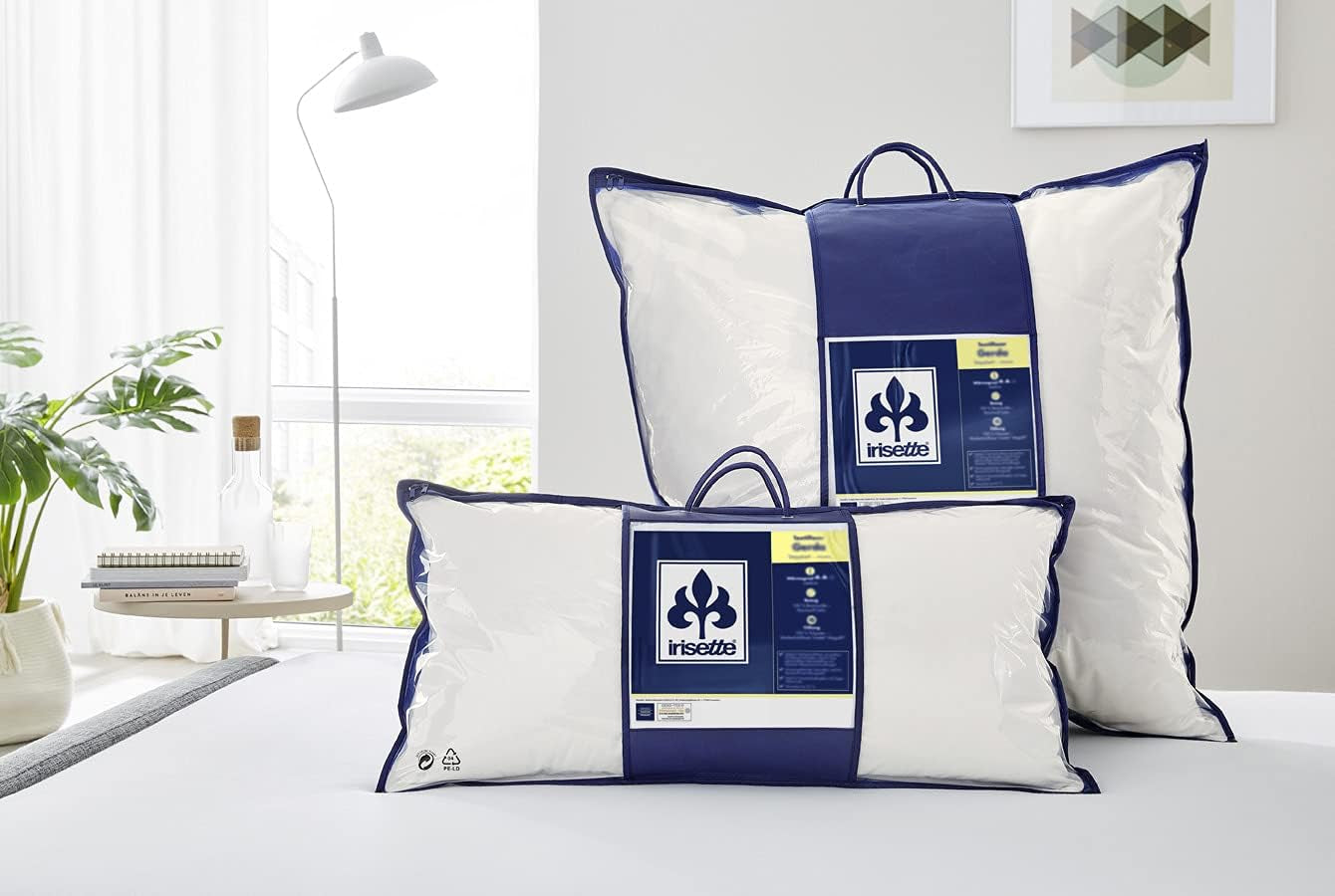 Irisette Noblesse pude - Made in Germany - Pude med aftageligt betræk lavet af ren bomuld, 80 X 80 cm, Oeko-Tex certificeret Naty Shop standard puder