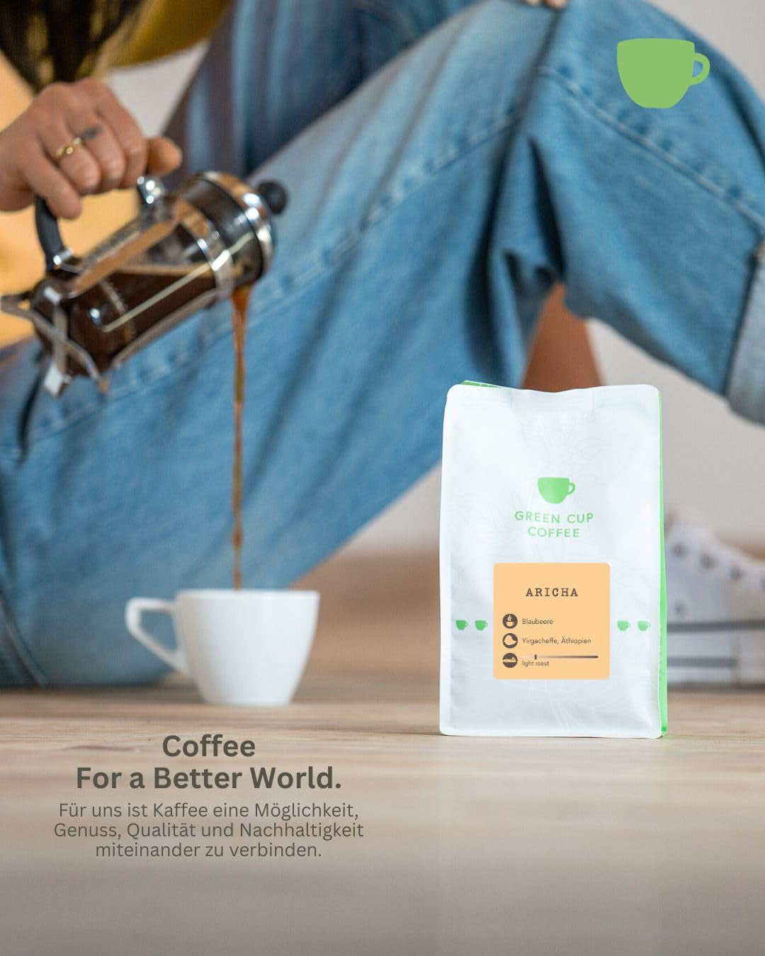 Kaffe - Aricha I 100% Arabica I Kaffebønner 250g I Ideel til automatiske kaffemaskiner, filterkaffe og fransk presse med frugtsmag I let ristet