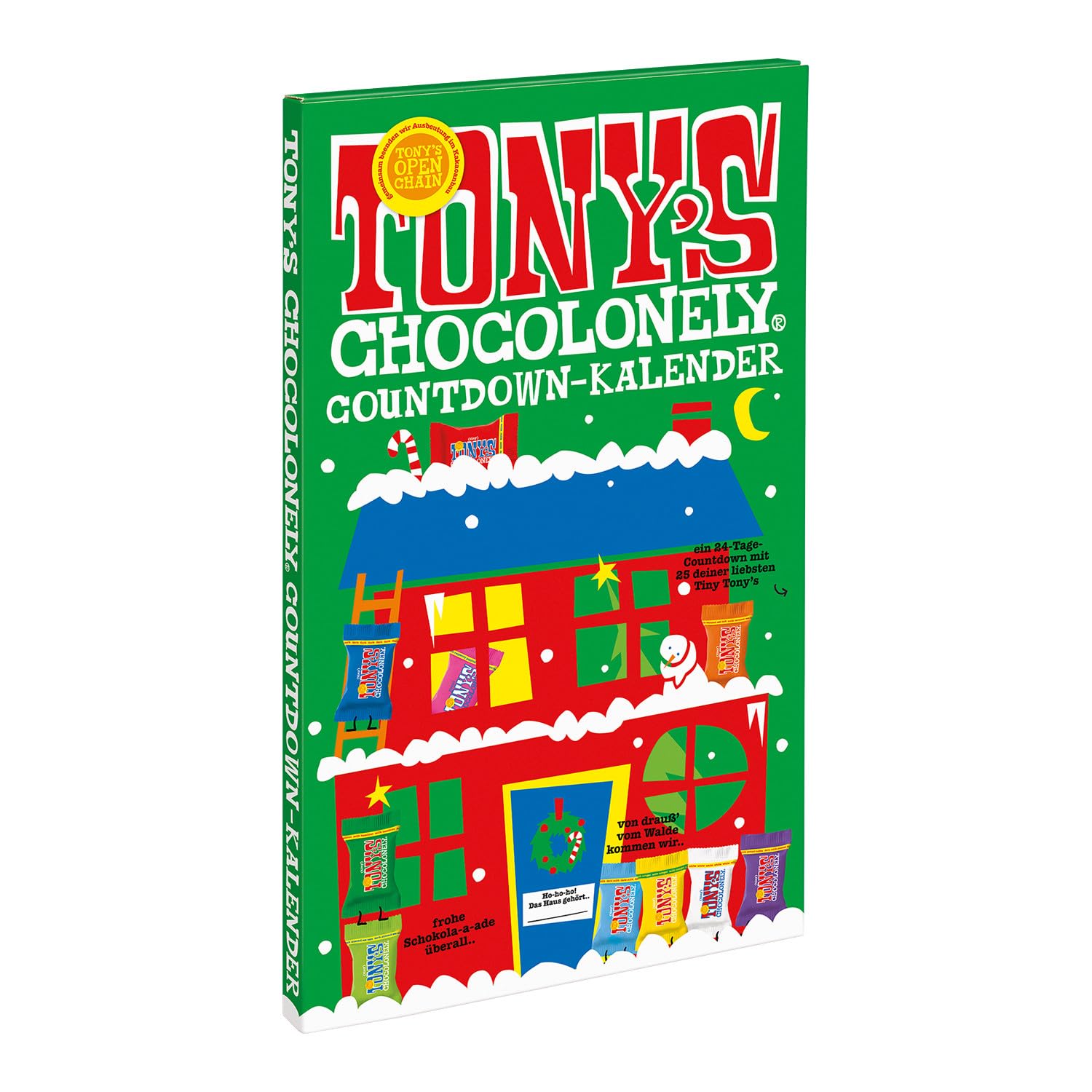 Tony's Chocolonely Fairtrade belgisk chokolade adventskalender - 24 dage, 10 lækre varianter