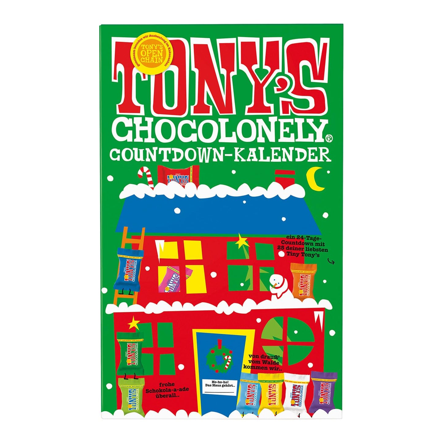 Tony's Chocolonely Fairtrade belgisk chokolade adventskalender - 24 dage, 10 lækre varianter