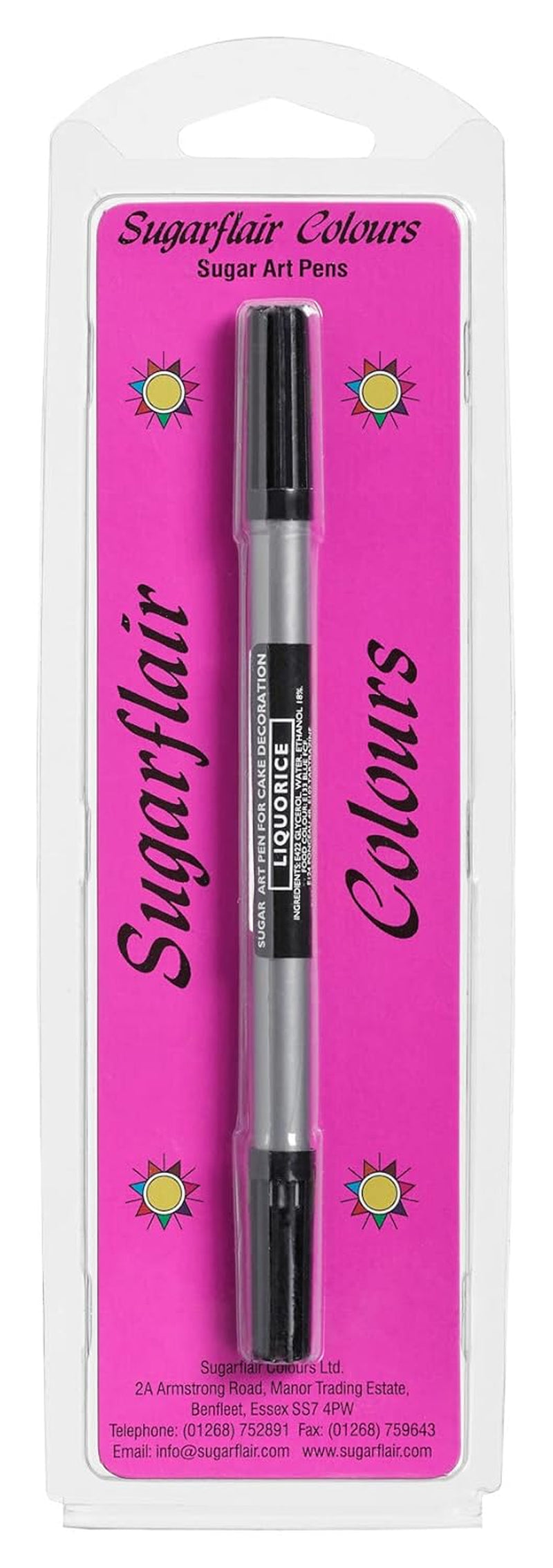 Sugarflair Lakrids madfarvepenne - spiselig madpen, kagepen, fondant dekoration, marcipan og royal glasur - 1 stk.