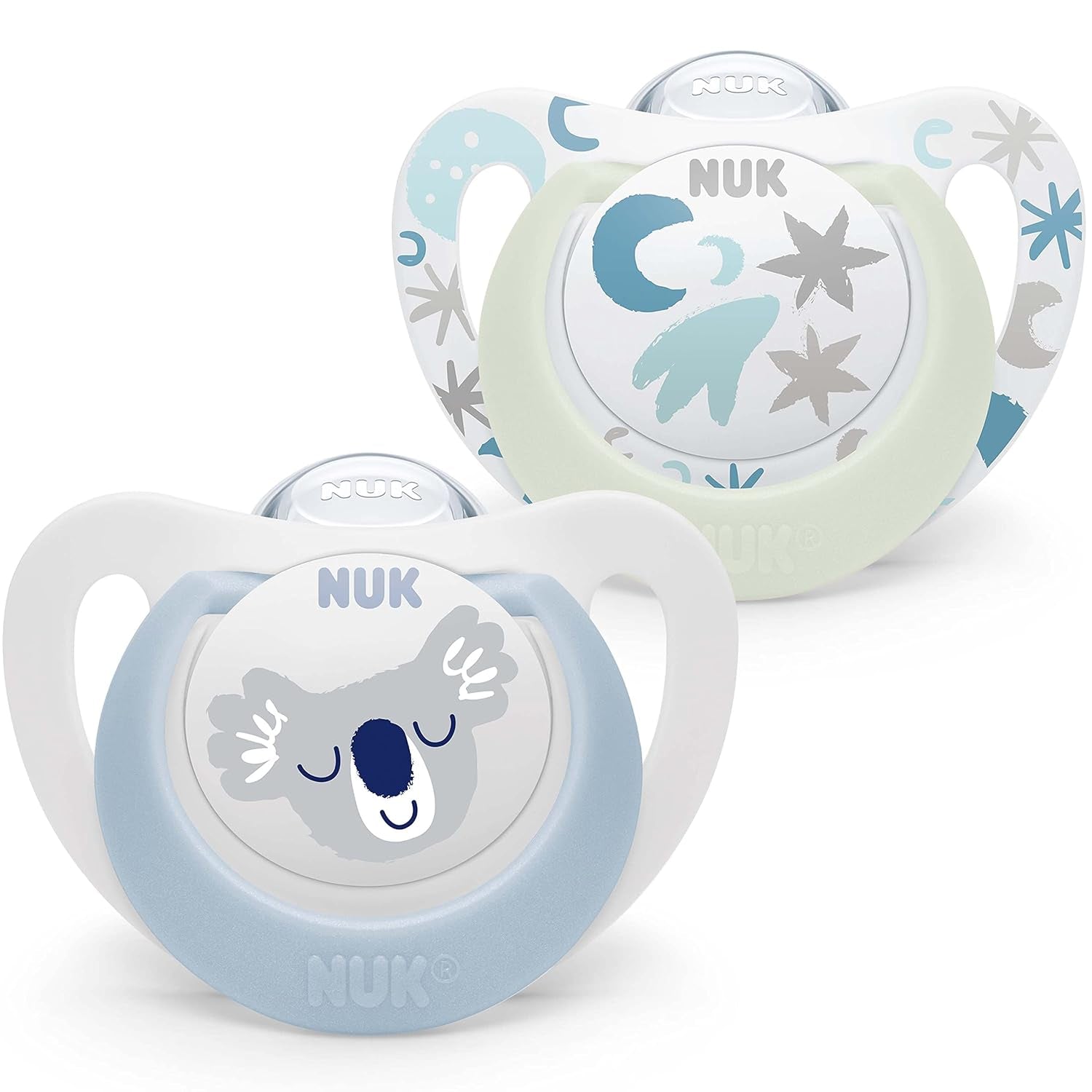 NUK Star Night & Day baby sut 0-6 måneder Glow in the Dark BPA-fri silikone Pink Cat 2 pakke