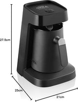 Tyrkisk kaffemaskine Arzum Okka MINIO JET, 400 W, kapacitet 5 kopper, overløbsbeskyttelse, akustisk advarselssystem, tyrkisk kaffemaskine, krom