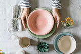 MÄSER 931875 Bel Tempo II porcelænssæt til 6 med moderne vintagelook, 18-delt bordservice, håndmalet keramikstel, stentøj, røgblå